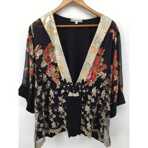 Spencer Alexis VTG 1X Patchwork Velvet Artsy Boho Kimono Burnout  Fairy JJ41
